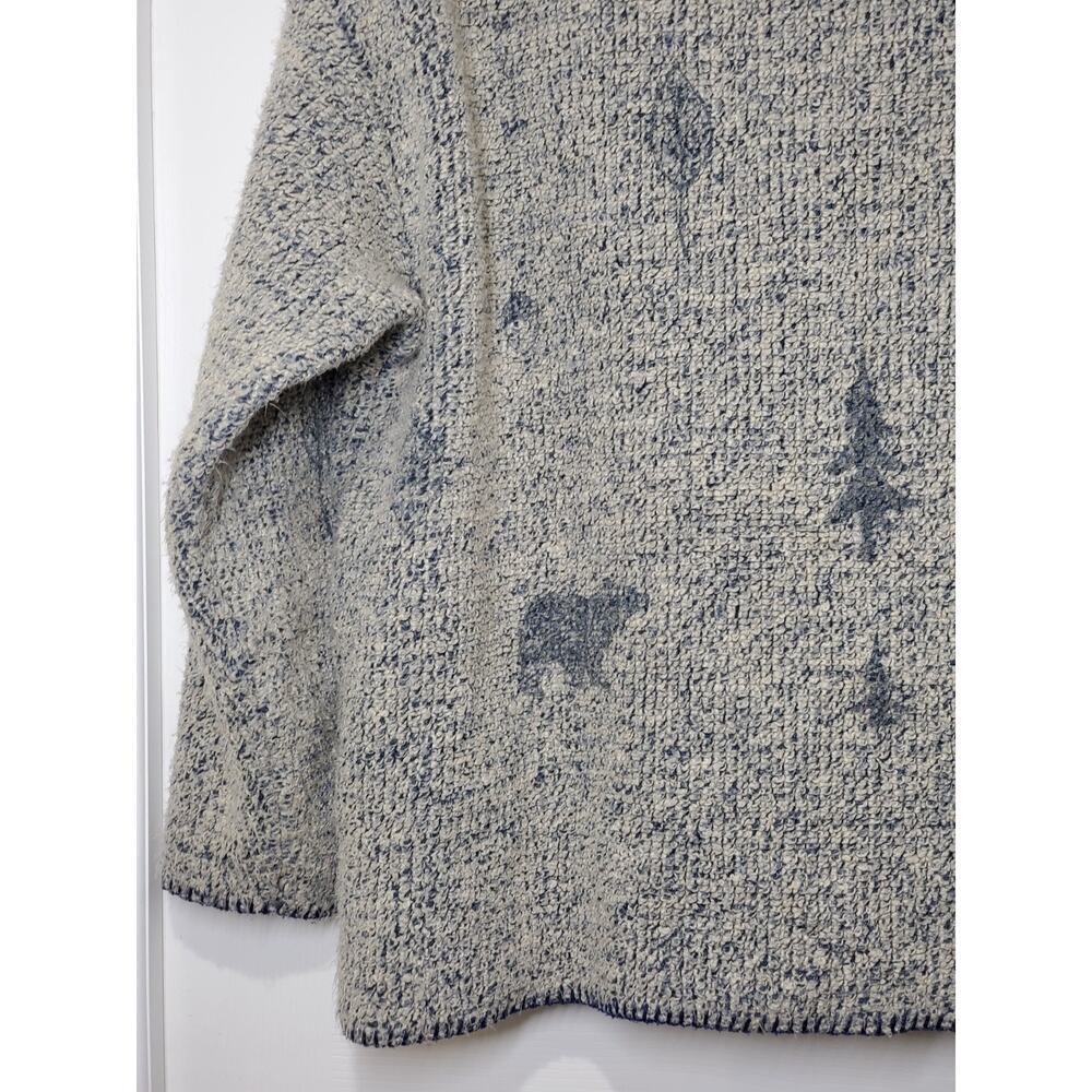 Artisans Knit Cardigan Sweater Women Large Blue Gray Folk Art Button Front - Picture 10 of 13